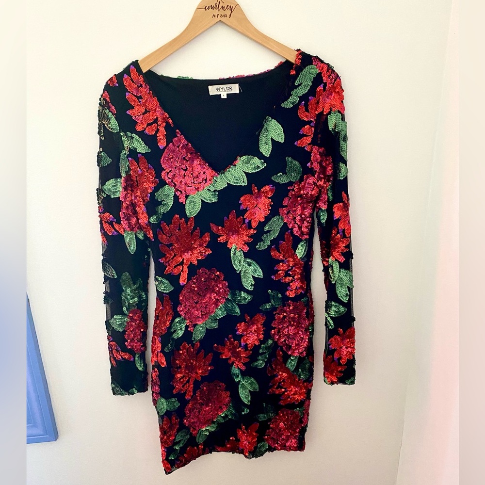 Black Sequined Mini Dress